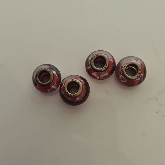 Murano Glass Floral Bead Set Of 4 Charms - Picture 6 of 16